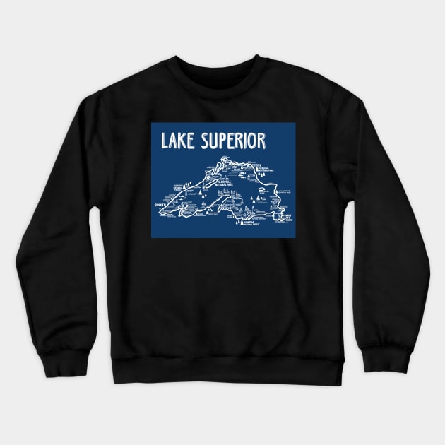 Lake Superior Map Crewneck Sweatshirt by fiberandgloss